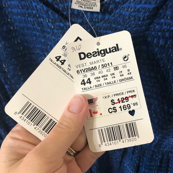 NWT Desigual Spaghetti Strap Maxi Boho Beachy Sundress Blue & White - Size 44 - Picture 3 of 8